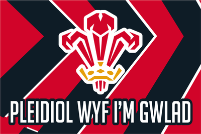 Bandeira com crista de rugby do País de Gales