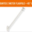 A white wall-mounted 2-meter flagpole with a 45-degree bracket, shown diagonally on a white background with an orange header banner and a small 'Flags Ireland' logo in the bottom-left corner.
