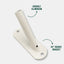An off-white aluminum flagpole mount with a 45-degree bracket, shown with text callouts reading 'DURABLE ALUMINUM' and '45 DEGREE BRACKET' on a light gray background.