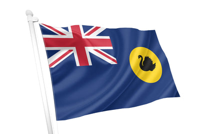 Flag of the Isle of Man with Union Jack and black swan design on a white background