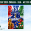 Promotional poster for World Cup 2026 featuring Canada, USA, and Mexico with a colorful football soccer's design.