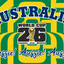 Promotional graphic for Australia's participation in the 2026 World Cup with green and yellow stripes.