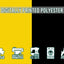 Digital print process icons on a yellow and black background with text 'Digitally Printed Polyester'.