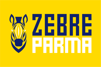 Zebre Parma Rugby Flag. Yellow blackground with a zebra
