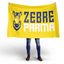 Zebre Parma Rugby Flag. Yellow blackground with a zebra