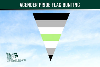 Agender Pride Flag Triangle Bunting against a blue sky