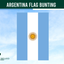 argentina rectangular flag bunting on a blue sky background