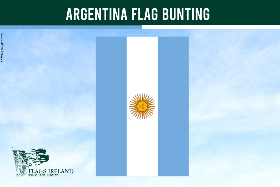 argentina rectangular flag bunting on a blue sky background