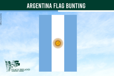 argentina rectangular flag bunting on a blue sky background