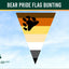 Bear Pride Flag Bunting with a paw print design on a blue sky background, featuring the Flags Ireland logo.