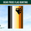 Bear Pride Flag Bunting with a black bear paw print on a striped background, branded by Flags Ireland.