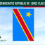 Congo, Democratic Republic of the Congo flag bunting against a blue sky with Flags Ireland logo.
