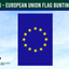 eu uropean union flag bunting, rectangle flag, blue with 12 stars on a blue sky background