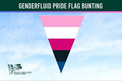 Genderfluid Pride triangle Flag Bunting against blue sky