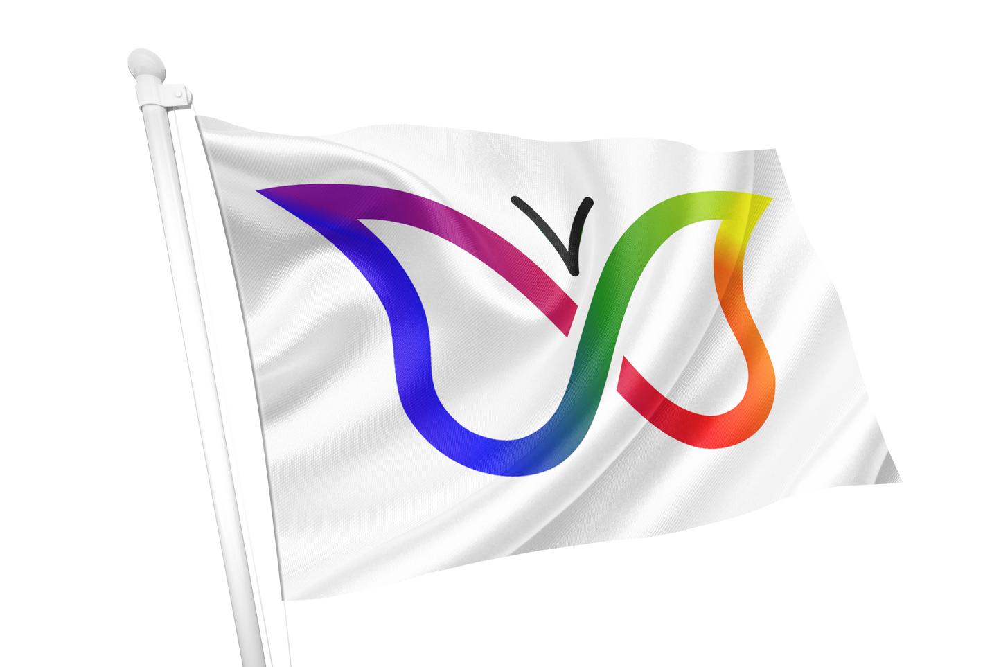 Flag with a colorful logo on a white background. ADHD (Attention-Deficit/Hyperactivity Disorder) Flag