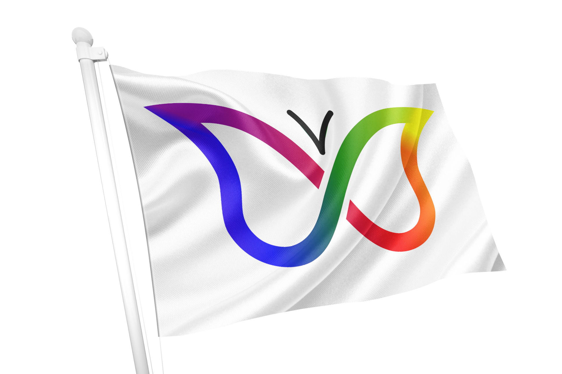 Flag with a colorful logo on a white background. ADHD (Attention-Deficit/Hyperactivity Disorder) Flag