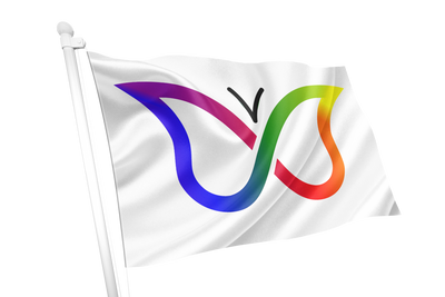 Flag with a colorful logo on a white background. ADHD (Attention-Deficit/Hyperactivity Disorder) Flag