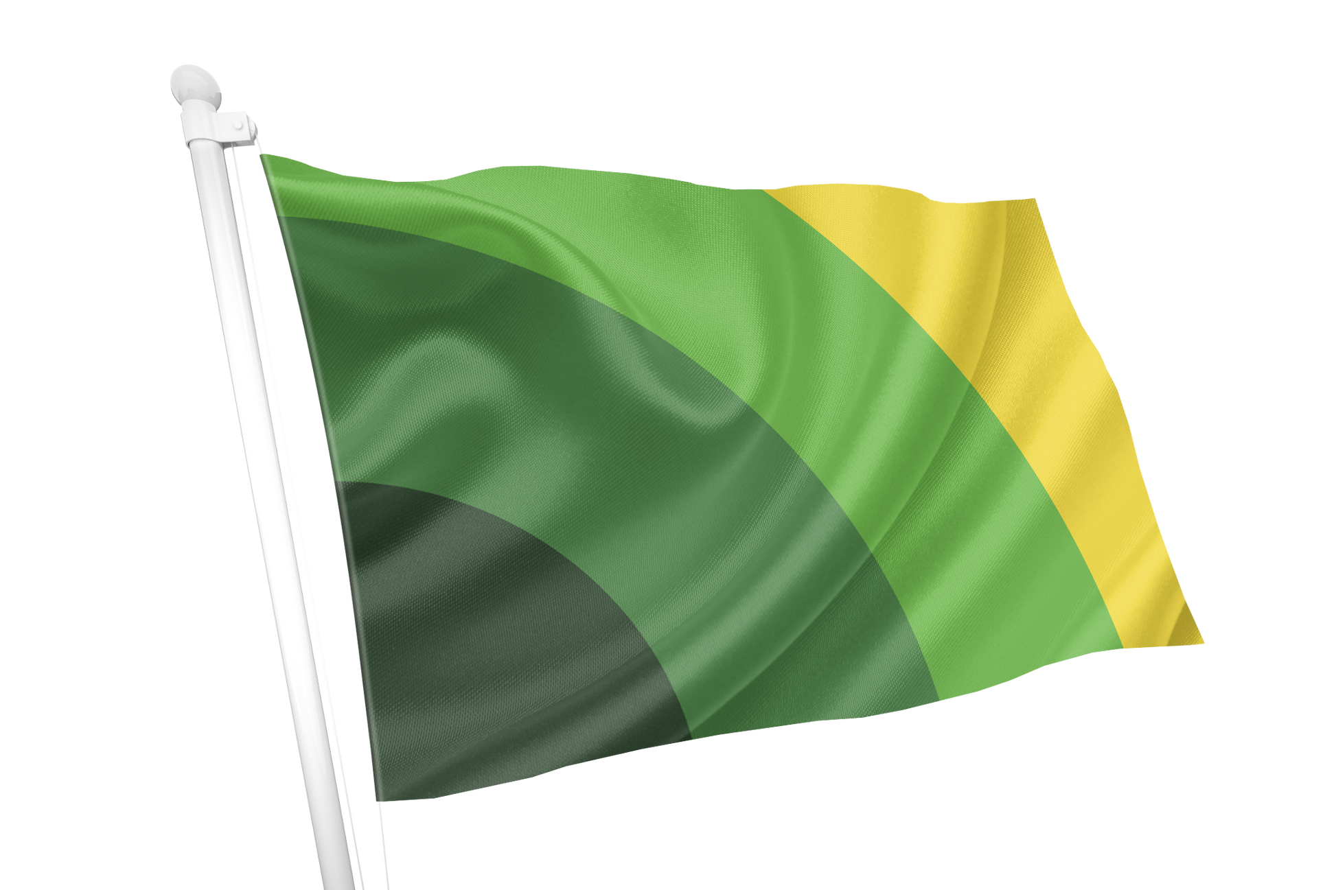 Green and yellow flag on a white background, mental health flag colours