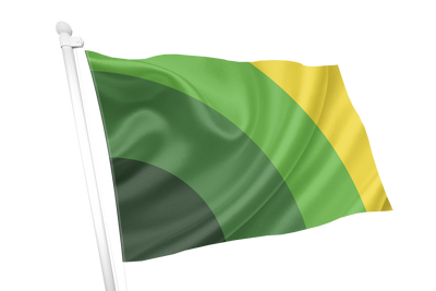 Green and yellow flag on a white background, mental health flag colours