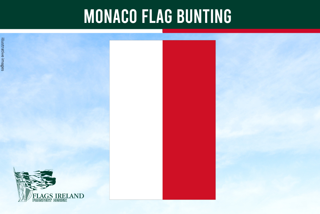 monaco flag with two stripes one white and one red rectangular on a blue sky