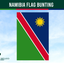 Namibia flag bunting with a blue sky background and 'Flags Ireland' logo.