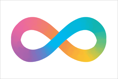 Colorful infinity symbol on a white background. Neurodiversity Flag.