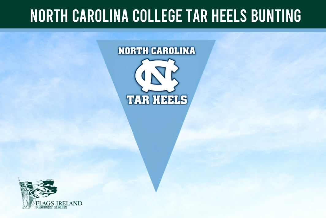 North Carolina College Tar Heels bunting with logo against a blue sky background