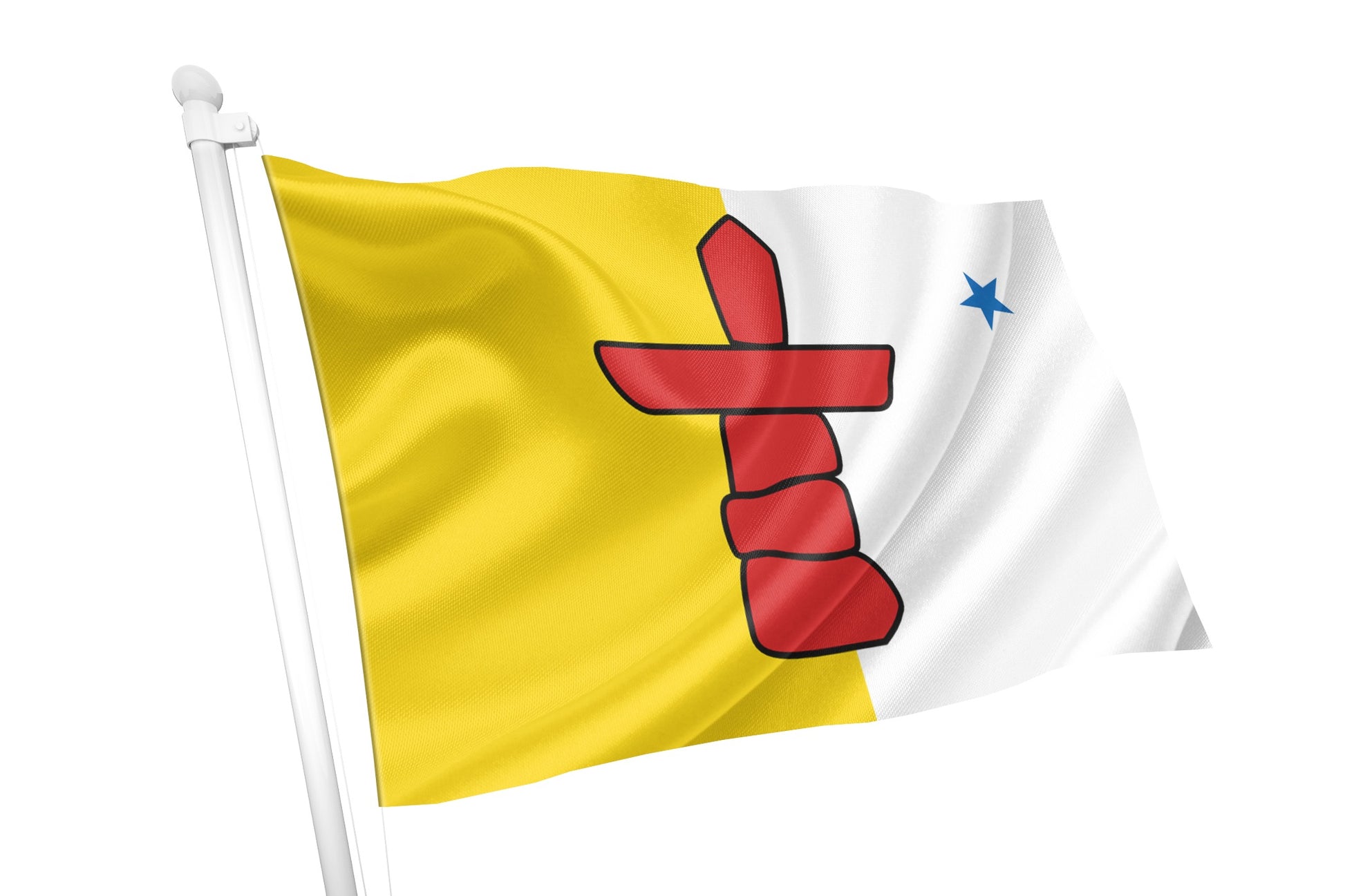 The Nunavut Flag. yellow and white, red and blue star