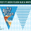 Blue and white Oktoberfest bunting banner flag pennant with 'It's Beer O'clock' text and Bavarian diamond pattern, shown on a light blue background.