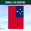 Samoa flag bunting with a blue and red design on a clear sky background, featuring the brand 'Flags Ireland'.