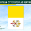 vatican city state rectangle flag, papal flag, catholic flag, yellow and white with crest on a blue sky background