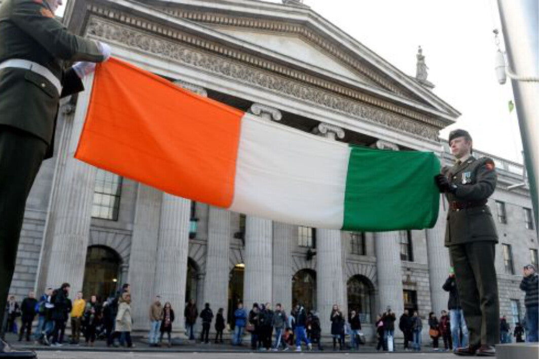 The Flags Ireland Heavy Woven Polyester Irish flag been raised over the GPO